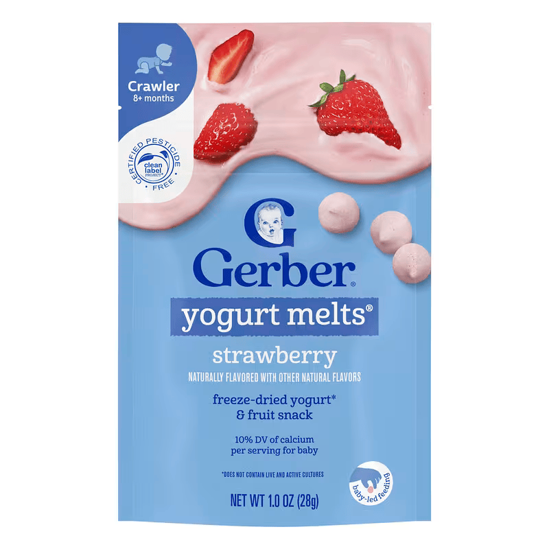 Детские йогуртовые снеки сублимированные Gerber Yogurt Melts Клубника с 8 месяцев 28 г