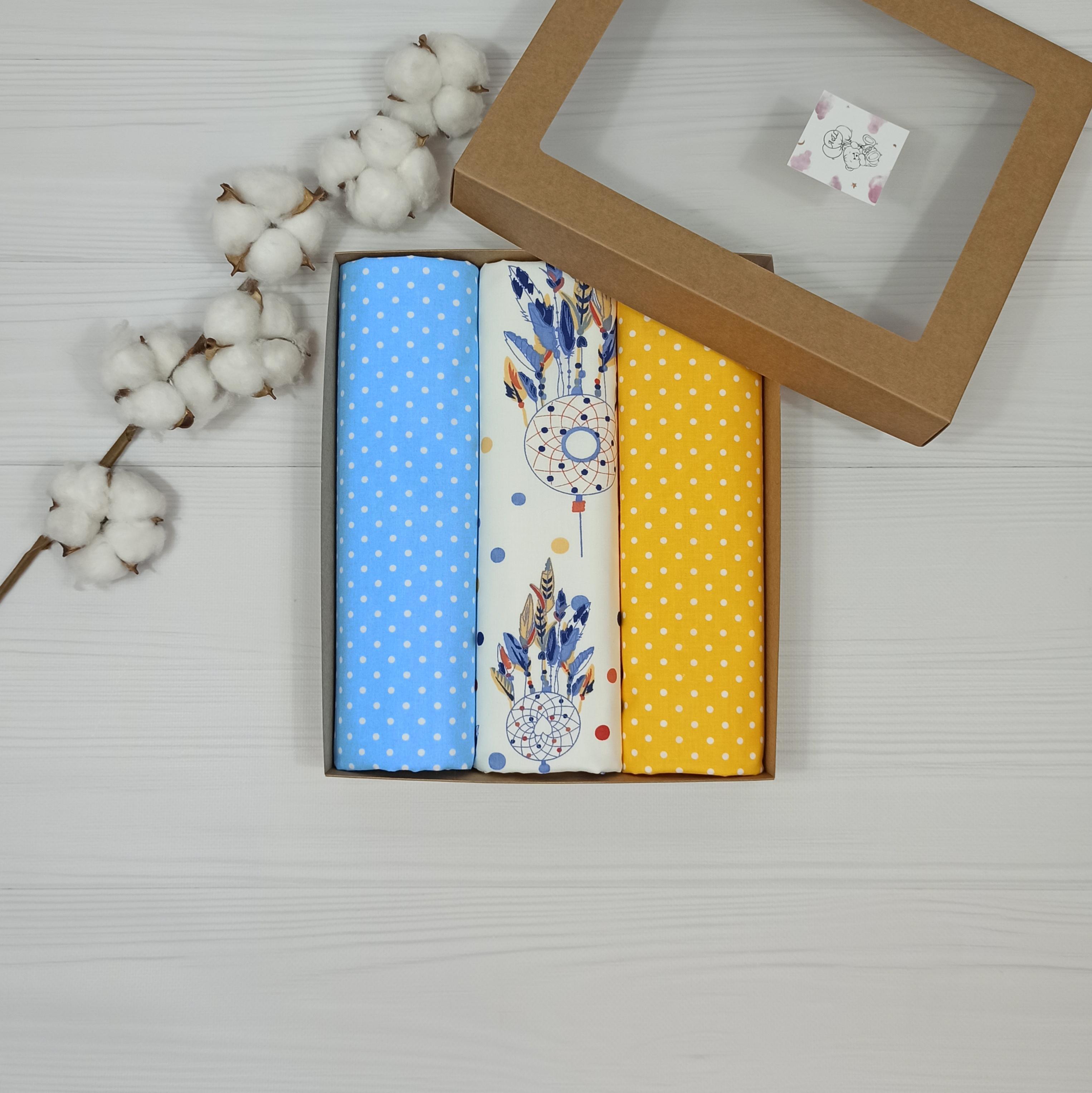 Пеленки детские a.l.babybox Ловец снов 50х80 см 3 шт. Желто-голубой (NA 18169837)