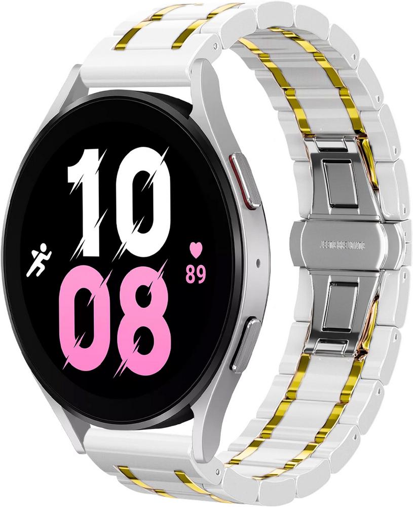 Ремешок керамический Ceramo для Galaxy Watch 5 44 мм White/Gold (29196-65)