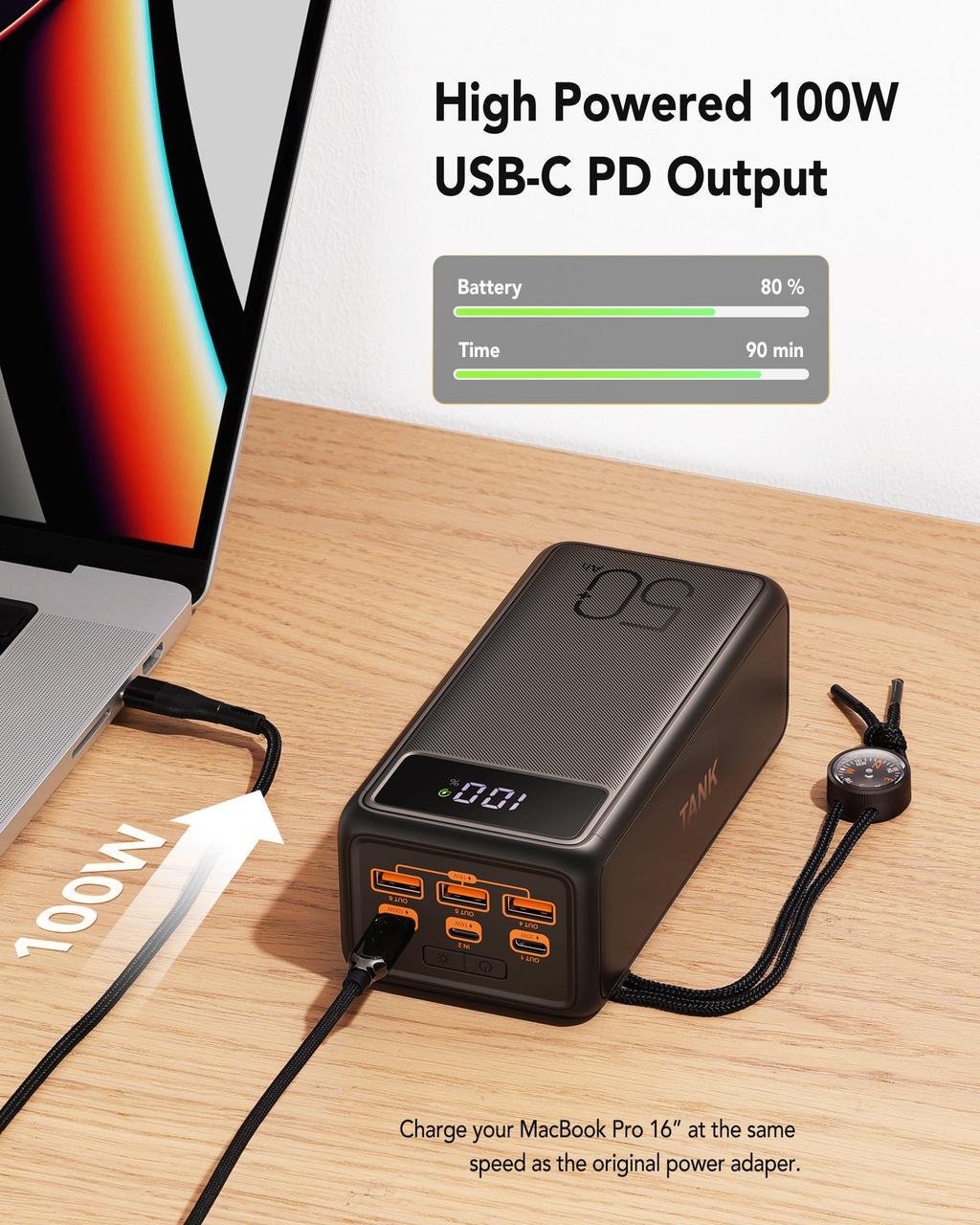 Повербанк Veger Tank Boost LCD Quick Charge PD130W 56000 mAh - фото 8 Повербанк Veger Tank Boost LCD Quick Charge PD130W 56000 mAh - фото 8