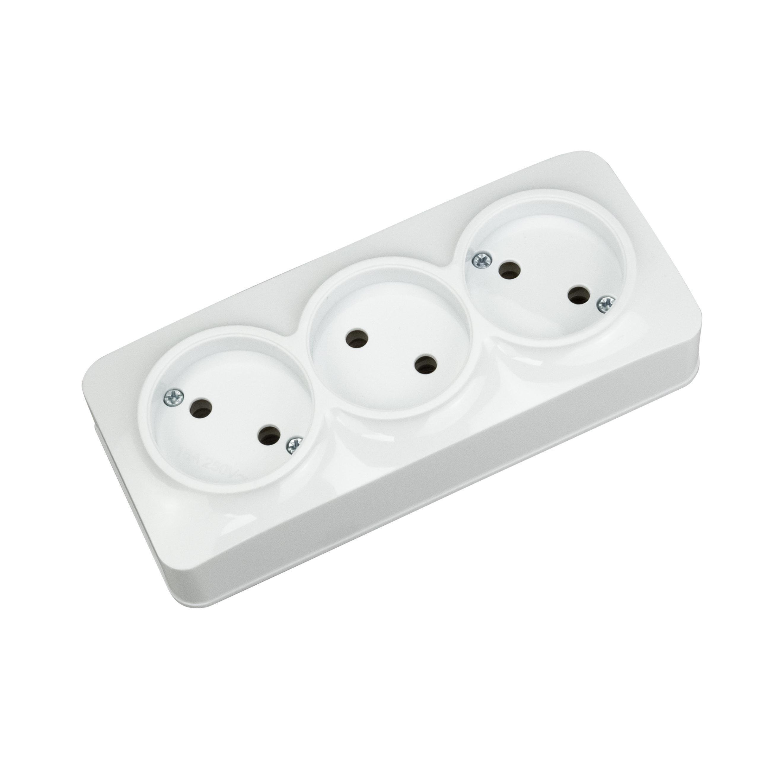 Розетка тройная HOROZ ELECTRIC POWER MAX-3 без заземления Белый (104-008-0001-010)