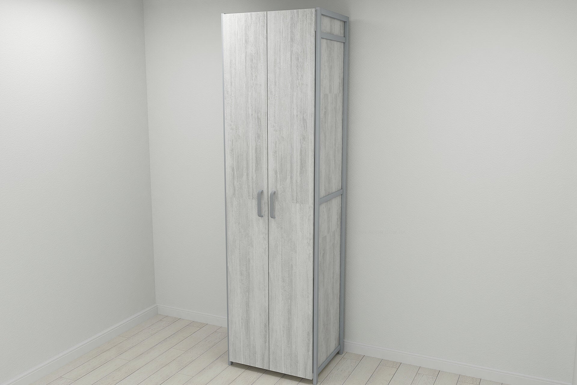 Шкаф-гардероб Ferrum-decor Конект Уни секция 7 серии металл/ДСП 16 мм 220x60x50 см Серый/Бетон (FRD-106906)