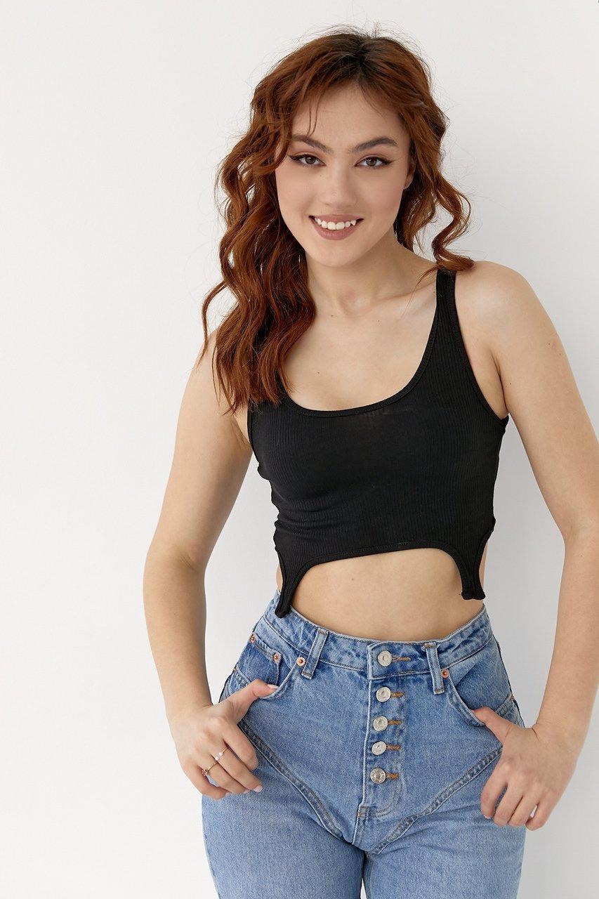 Топ жіночий в рубчик L Чорний (10625193)