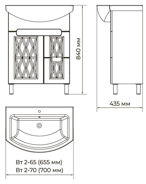 Тумба для ванной комнаты ВанЛанд Вт 2-70 Венеция (00074VAN) - фото 2