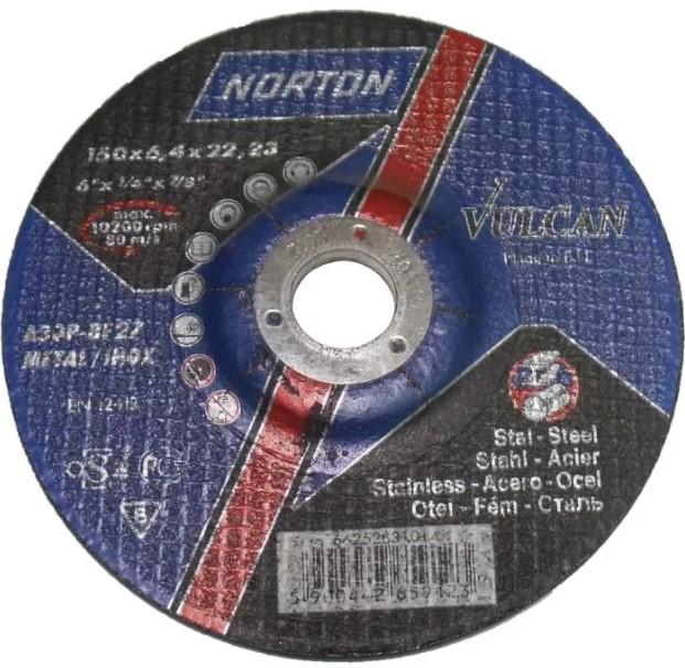 Зачисний диск Norton Vulcan 27 по металу 150х6,4х22,23 мм (21087)