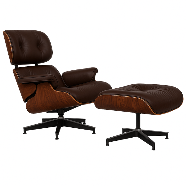 Кресло с отоманкой Релакс кожа Коричневый/Палисандр (30584981)