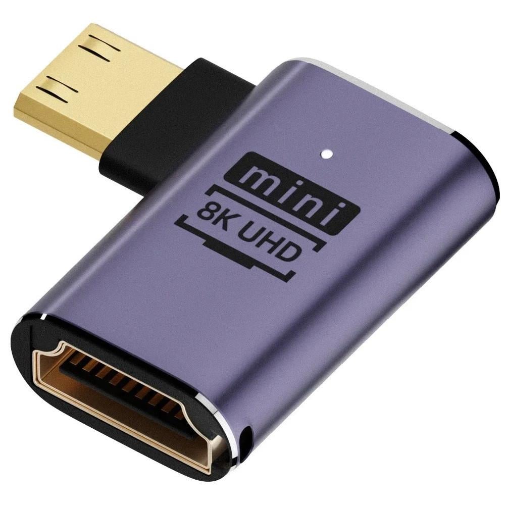 Переходник угловой SUNROZ LED Mini HDMI-HDMI M/F 8К HDMI 2.1 48Gbps C8K-02 (A48665)