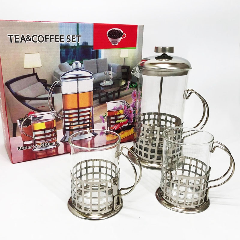 Сервиз для чая и кофе Unique UN-1155 стеклянный френч-пресс и чашки 2 шт. 600 мл (26202764) - фото 2 Сервиз для чая и кофе Unique UN-1155 стеклянный френч-пресс и чашки 2 шт. 600 мл (26202764) - фото 2