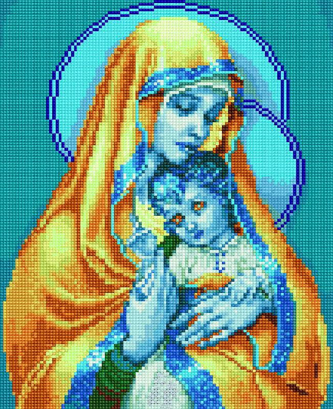 Алмазная мозаика Никитошка Дева Мария с Иисусом 30x40 см (EJ745)
