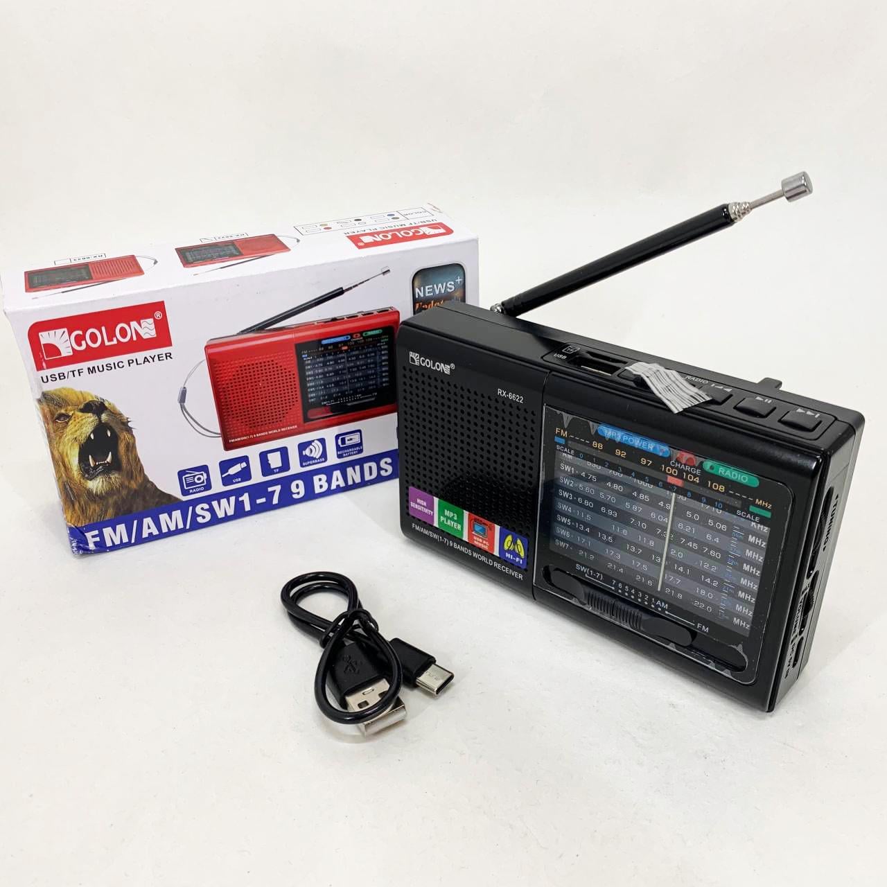 Радіоприймач MP3 USB Golon RX-6622 Чорний