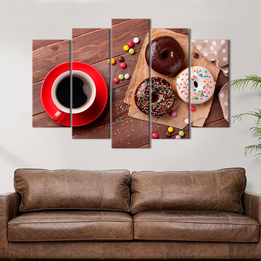 Настенний декор Сладкие пончики и крепкий кофе 187x119 см (A362-5)
