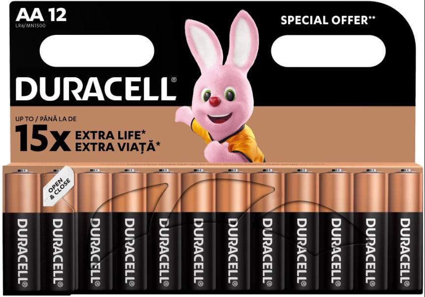Пальчиковые батарейки Duracell AA LR06 MN1500 12 шт. (16728-12)