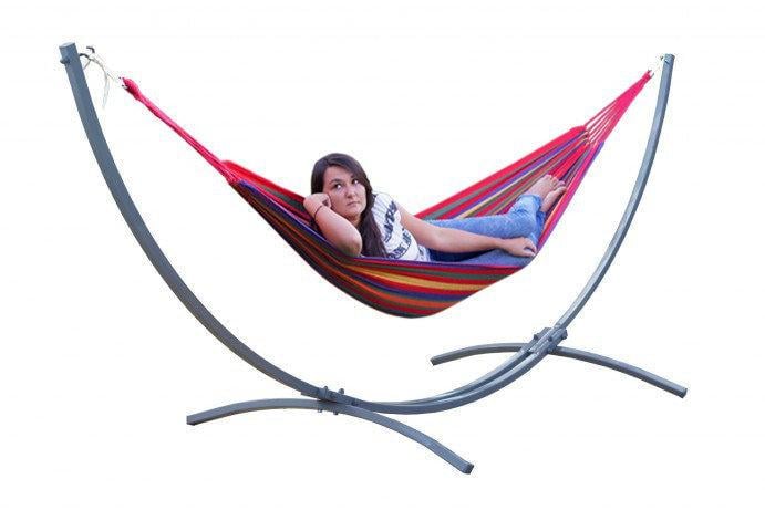 Гамак двухместный WCG с каркасом 220x160 см XXL Красный (100.000.004-02)