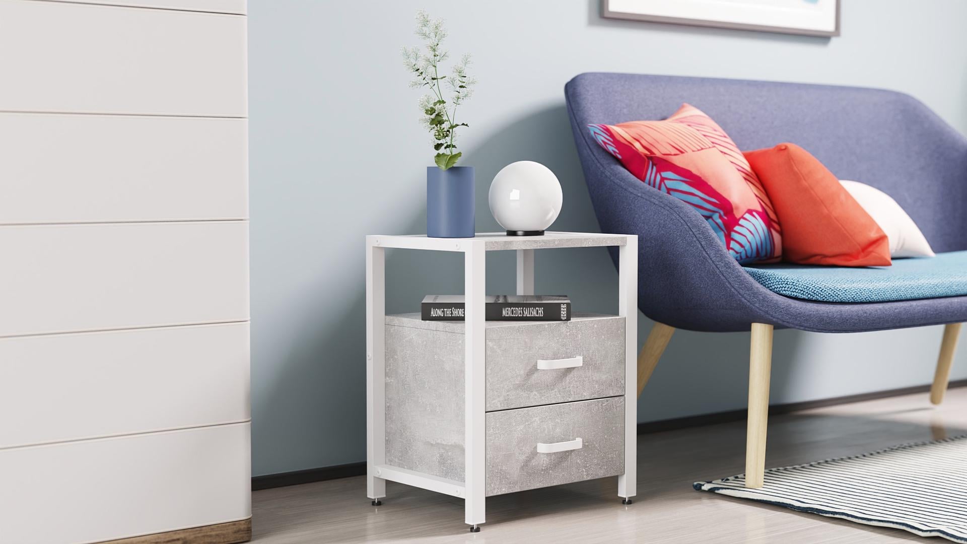 Тумба универсальная Ferrum-decor Вивьен ДСП 16 мм 2/2 50x41x40 белый/Бетон (FRD-106928)