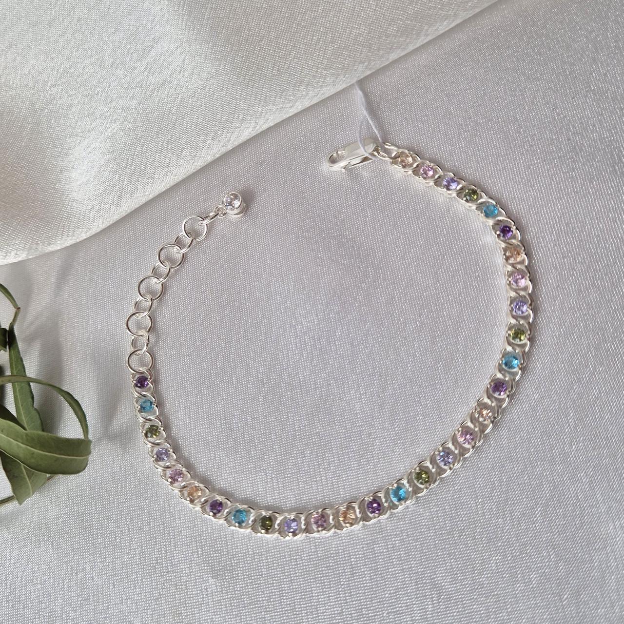 Браслет на руку арабський бісмарк з кольоровими каменями срібло 925 проби 6,55 г 17-20 см (7003)