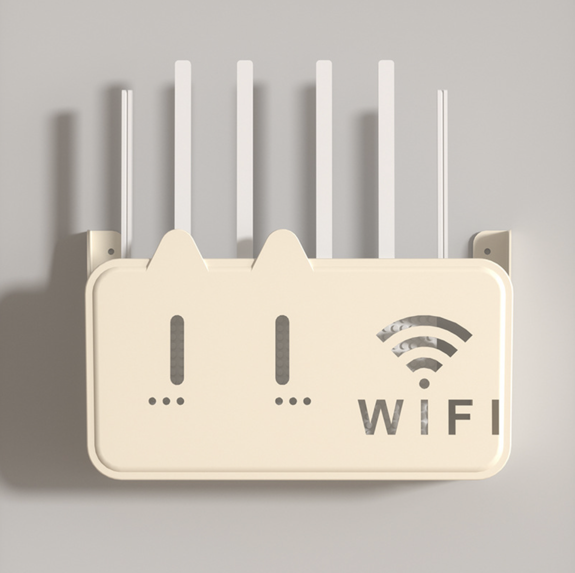 Полка для роутера Colnse Котик настенная пластиковая 24х15х7 см Кремовый (CLNSMCT)