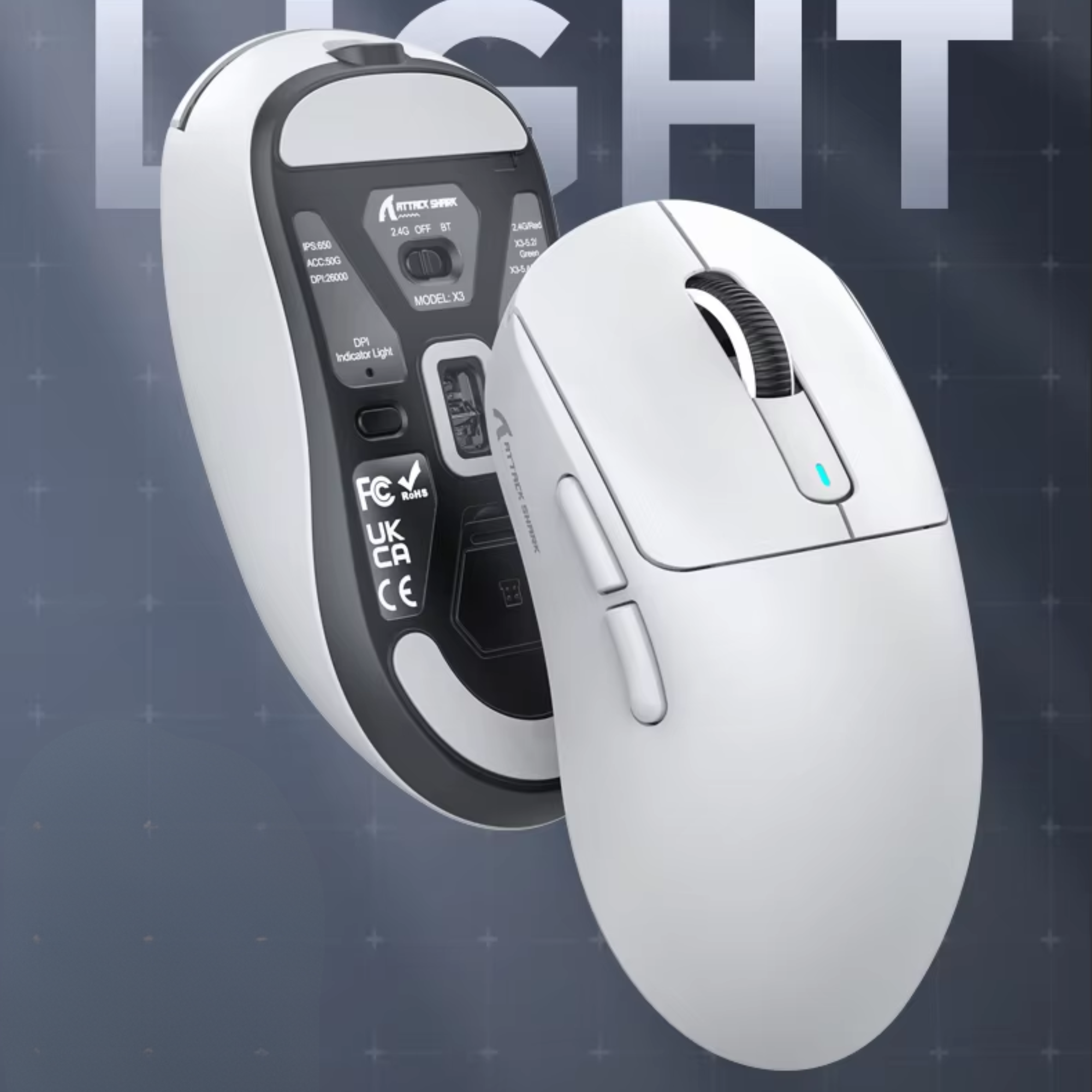 Миша бездротова Attack Shark X3 Bluetooth 2,4G White (24402125) - фото 2 Миша бездротова Attack Shark X3 Bluetooth 2,4G White (24402125) - фото 2