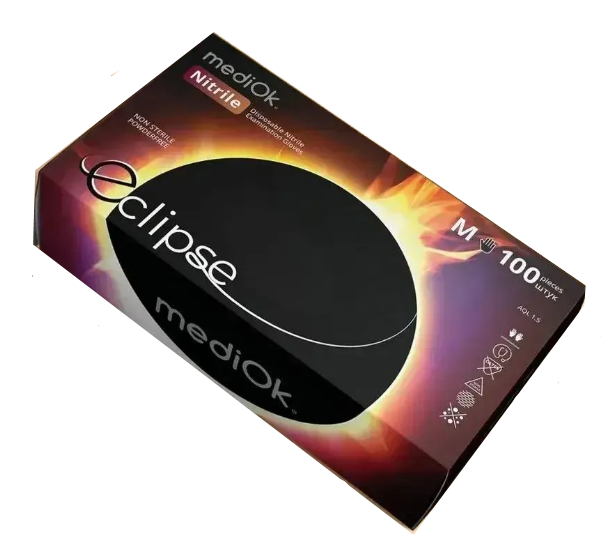 Перчатки нитриловые MediOk Eclipse 5,2 г M 100 шт. Черный (26938806)