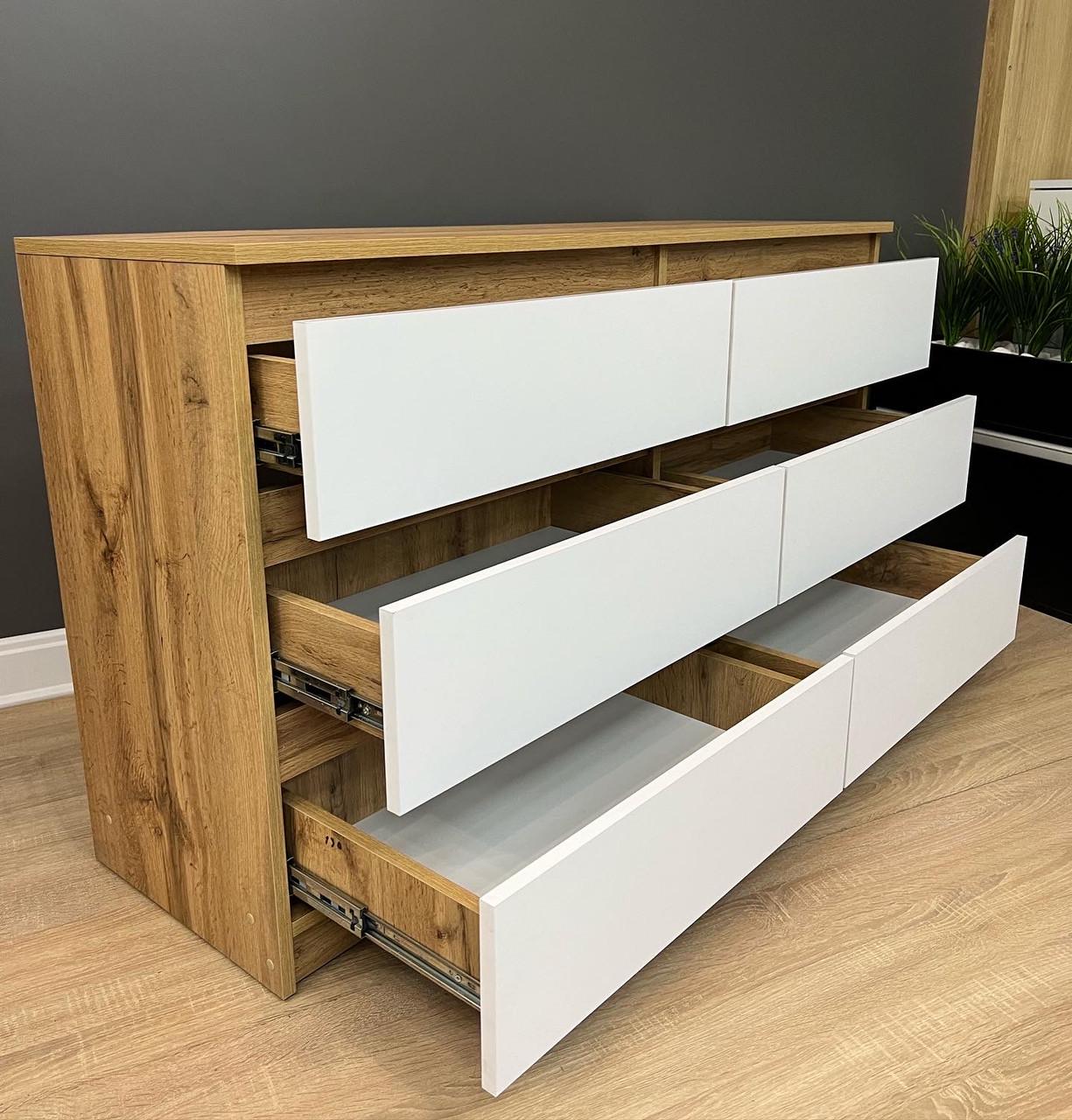 Комод Kvatro 130 6 шухляд 1300х750х400 мм Дуб Аппалачі/ Німфея альба - фото 5 Комод Kvatro 130 6 шухляд 1300х750х400 мм Дуб Аппалачі/ Німфея альба - фото 5