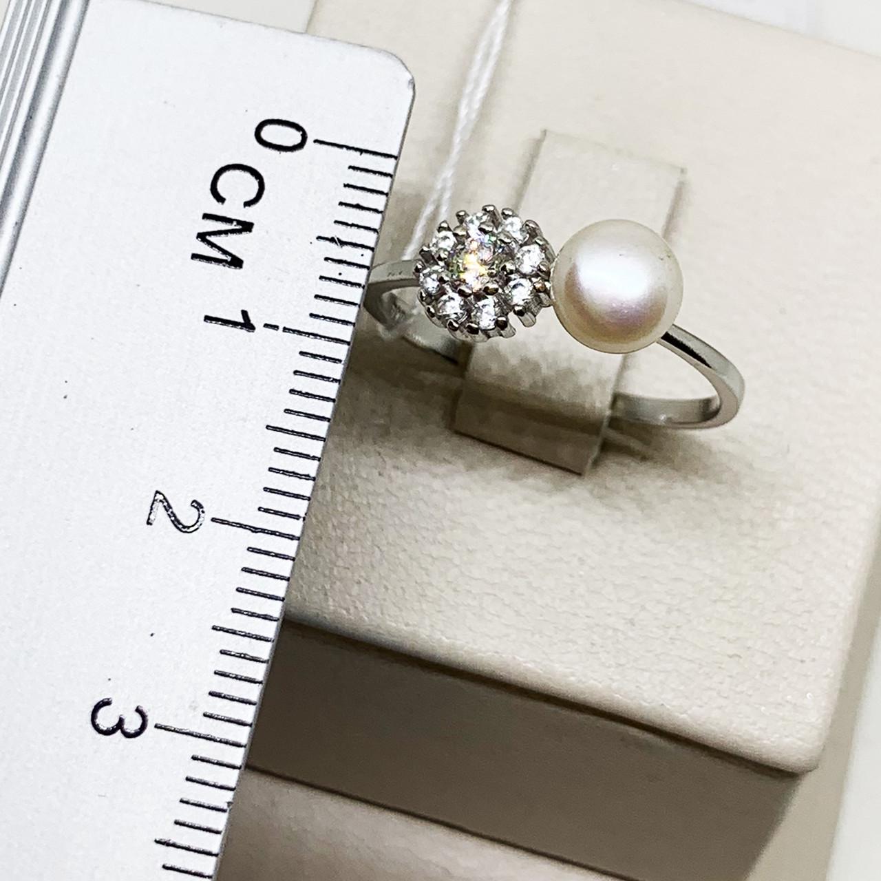 Каблучка срібна з перлами та кубічним цирконієм 1,61 г р. 16,5 (1699258065) - фото 2 Каблучка срібна з перлами та кубічним цирконієм 1,61 г р. 16,5 (1699258065) - фото 2