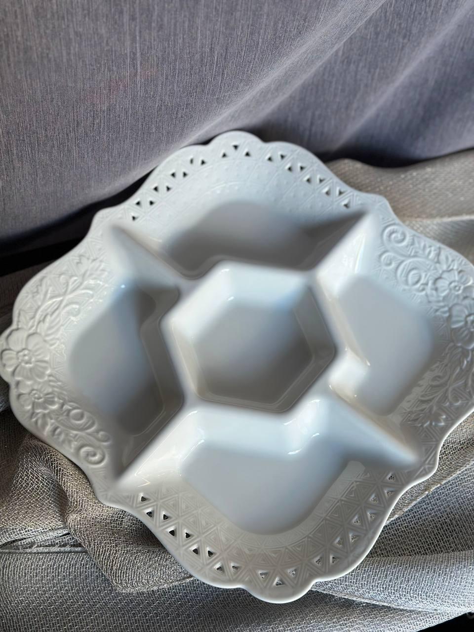 Менажниця TS Kitchen керамічна 32 см 5 секцій Білий (24628203) - фото 2 Менажниця TS Kitchen керамічна 32 см 5 секцій Білий (24628203) - фото 2