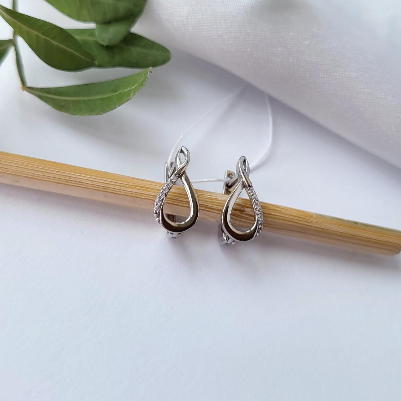 Серьги с белыми камнями серебро 925 пробы 1,53 г (1561)