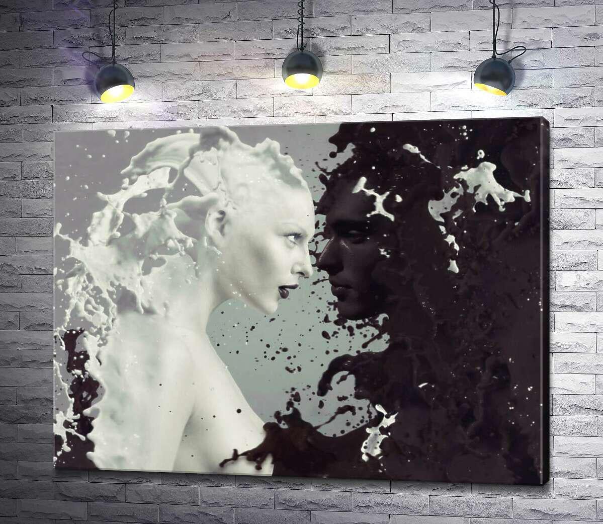 Картина ArtPoster Объединение влюбленных в черно-белых брызгах 100x76 см Модуль №1 (001049)