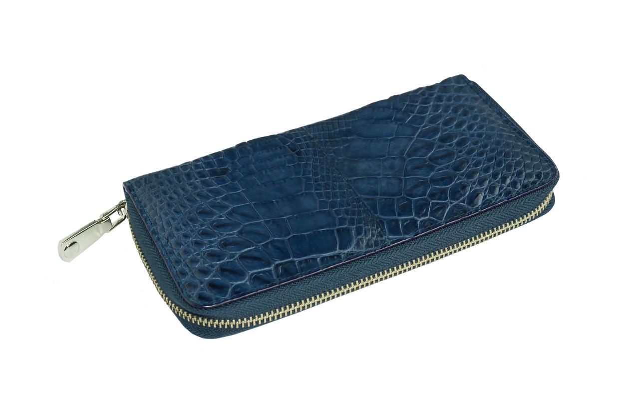 Кошелек Ekzotic Leather из натуральной кожи крокодила Синий (cw 82_3)