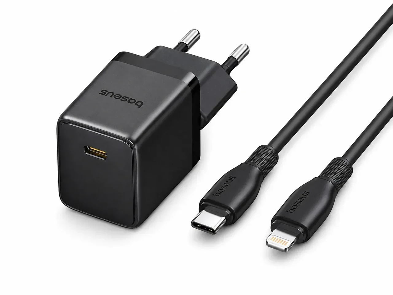 Зарядний пристрій мережевий BASEUS Palm Fast Charger Type-C 20W with Cable Type-C to Lightning E0116401 Black