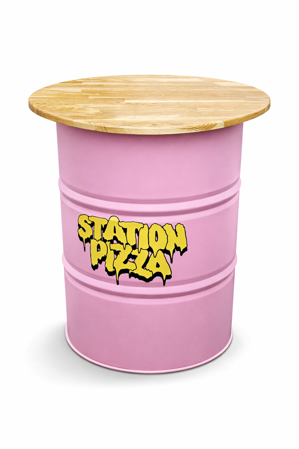 Стол из металлической бочки лофт с индивидуальным брендированием деревянная столешница (31801045)