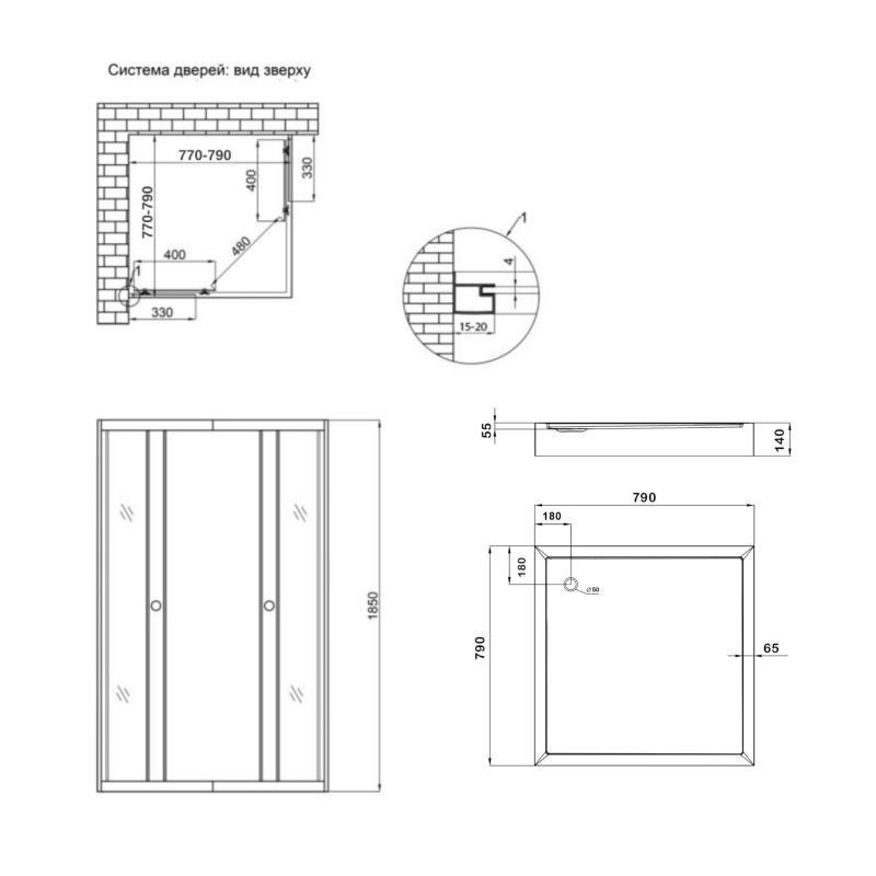 Lidz Wawel SC80x80.SAT.LOW.FR Душова кабіна квадратна скло Frost 4 мм та Lidz душовий піддон KAPIELKA (2622385377) - фото 2 Lidz Wawel SC80x80.SAT.LOW.FR Душова кабіна квадратна скло Frost 4 мм та Lidz душовий піддон KAPIELKA (2622385377) - фото 2