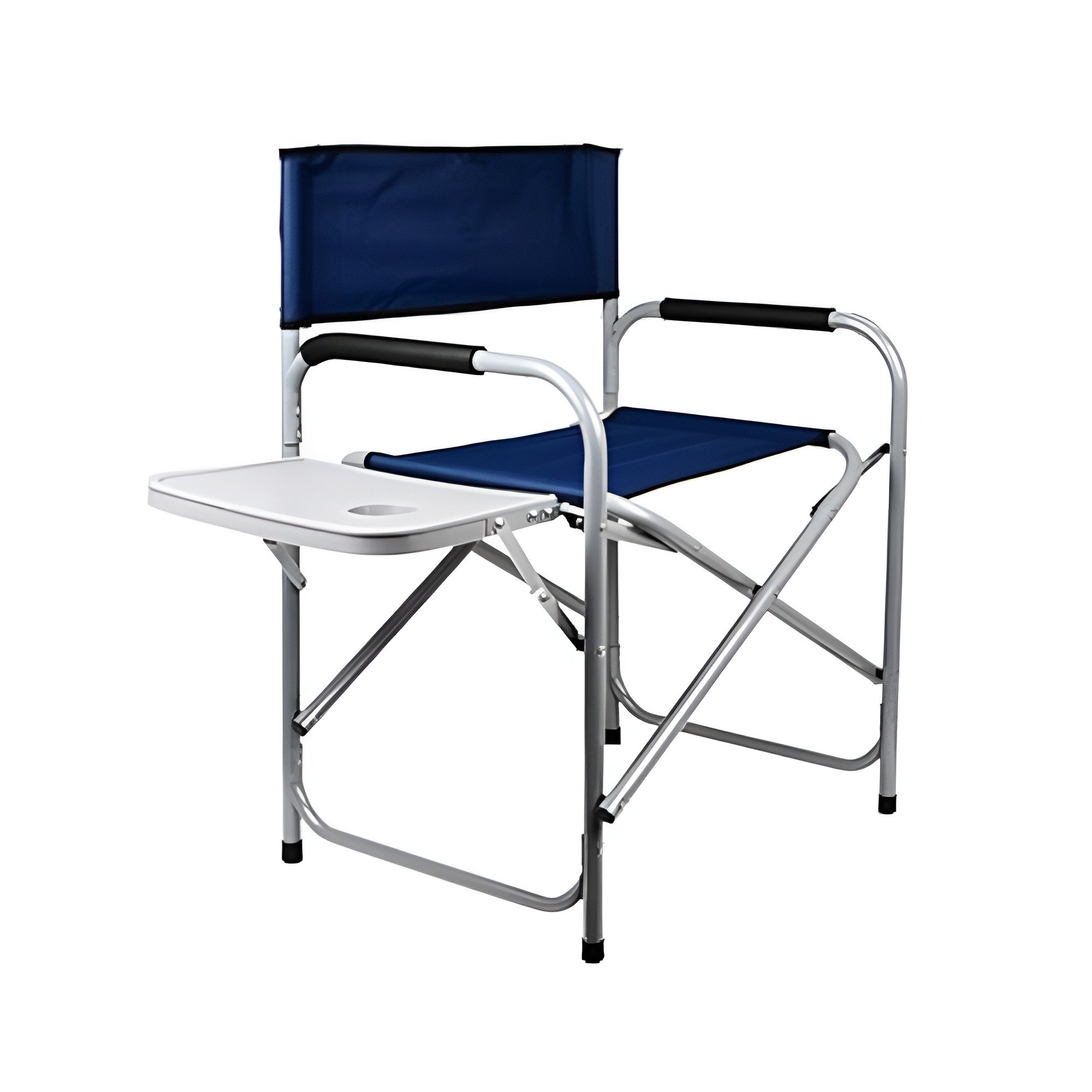 Крісло туристичне складане Stenson Режисер з полицею для кемпінгу та відпочинку 81х47х78 см Синій із сріблястим (MH-3084AS)