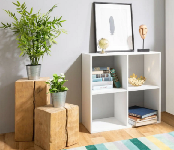 Стеллаж для книг и декора на 4 ячейки Белый (P9) - фото 1