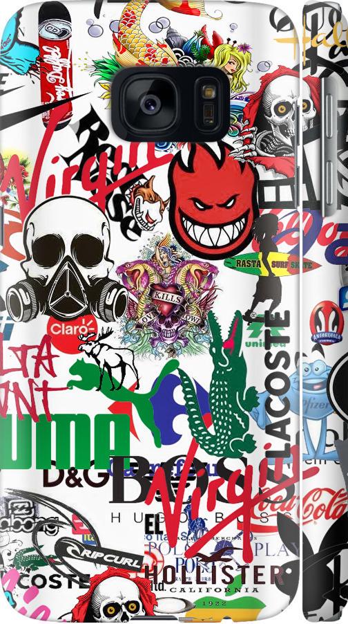 Чехол на Samsung Galaxy S7 G930F Many different logos (4022m-106-42517)