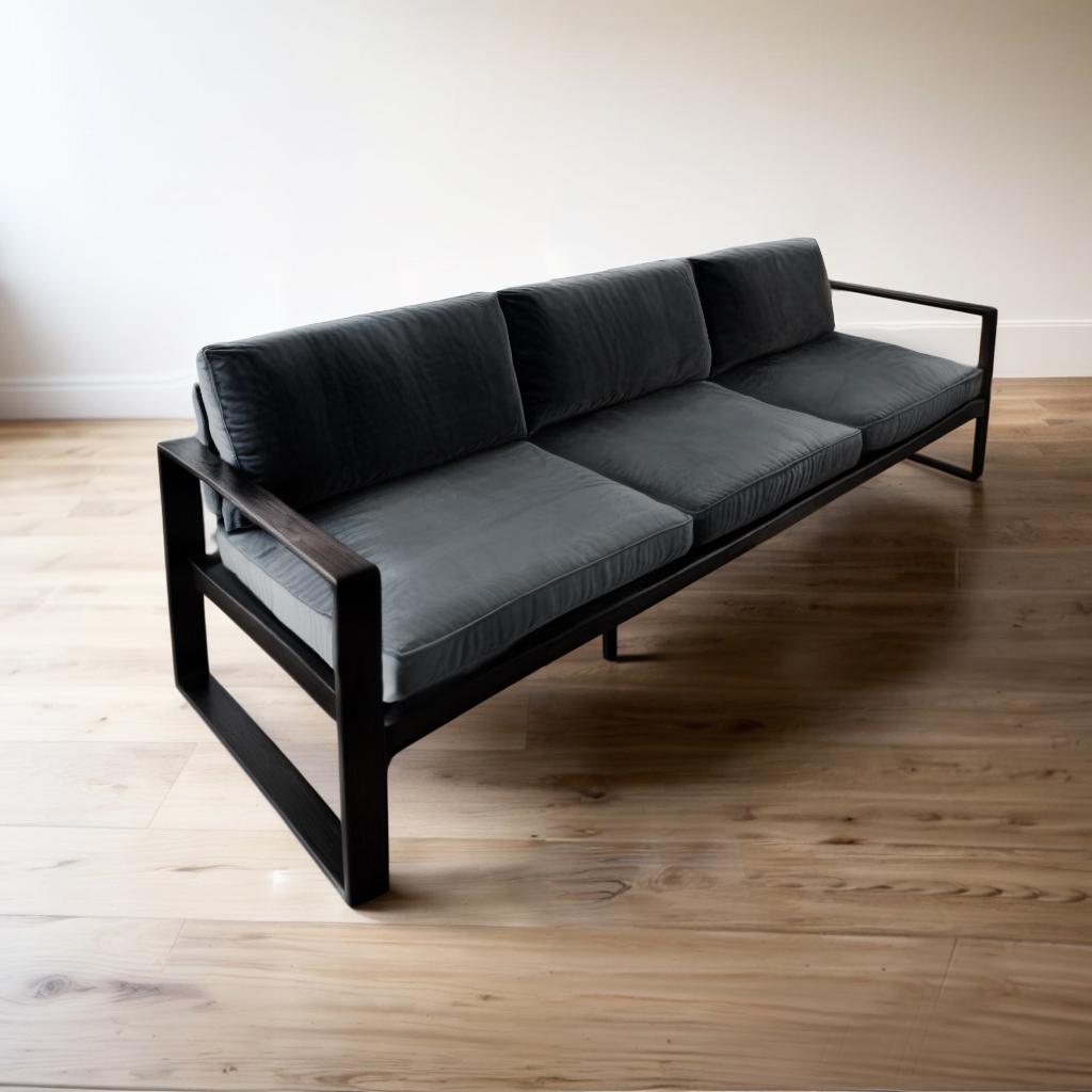 Диван металлический Tobi Sho Лофт Стейт DV1 с подлокотниками и мягкими подушками 750х2100х700 мм велюр 32/Темно-серый - фото 2 Диван металлический Tobi Sho Лофт Стейт DV1 с подлокотниками и мягкими подушками 750х2100х700 мм велюр 32/Темно-серый - фото 2