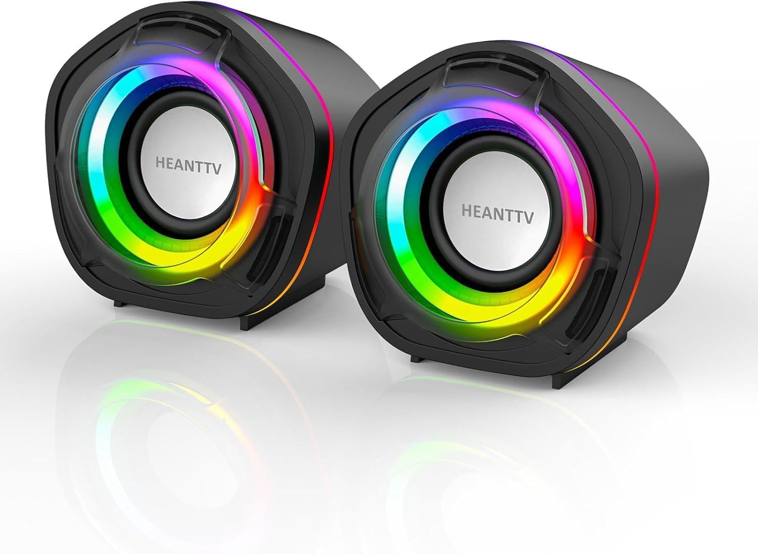 Колонки компьютерные 2.0 HEANTTV USB LED Черный