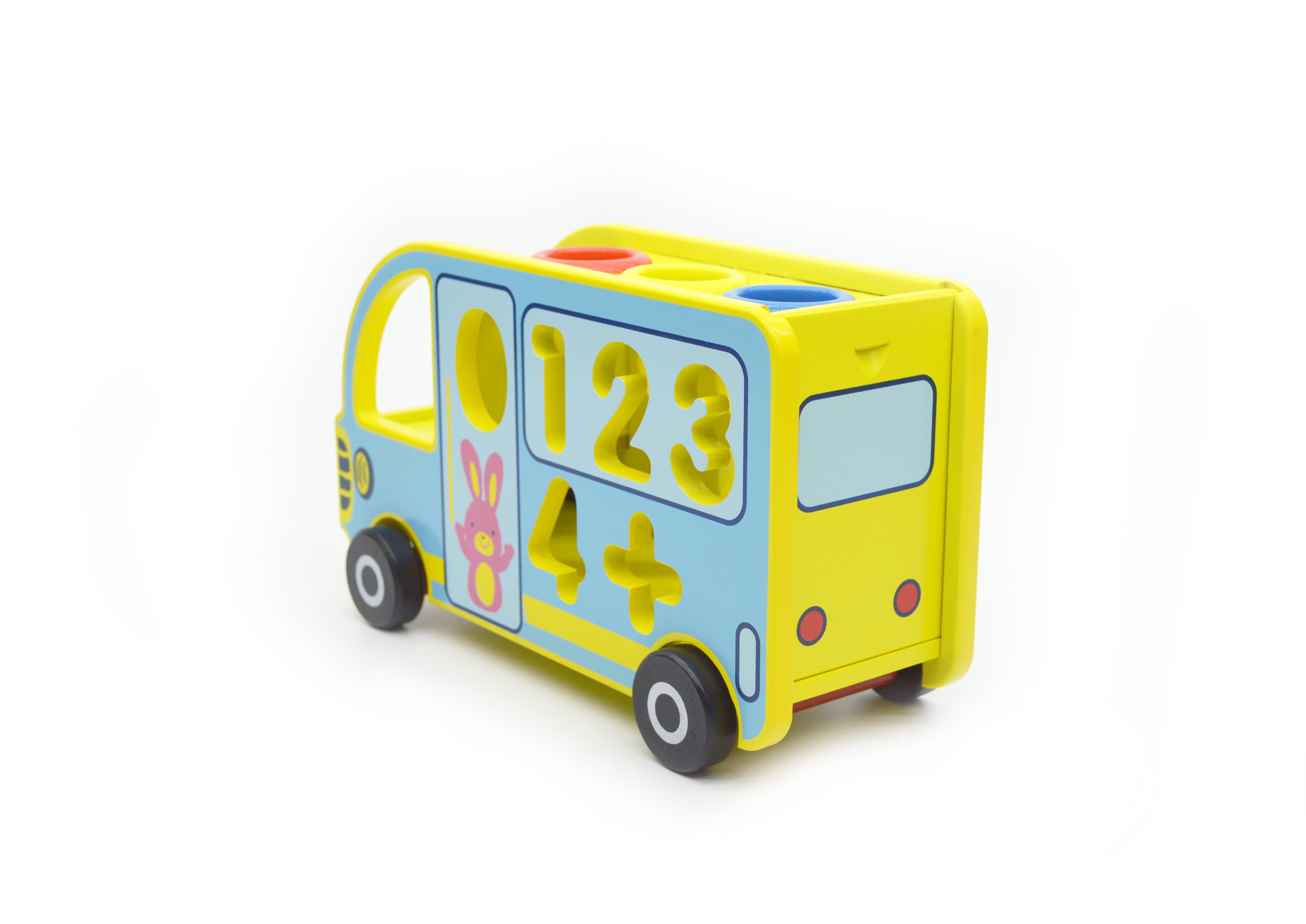 Дерев'яна іграшка автобус-сортер стукалка/каталка 0912 - фото 3 Дерев'яна іграшка автобус-сортер стукалка/каталка 0912 - фото 3