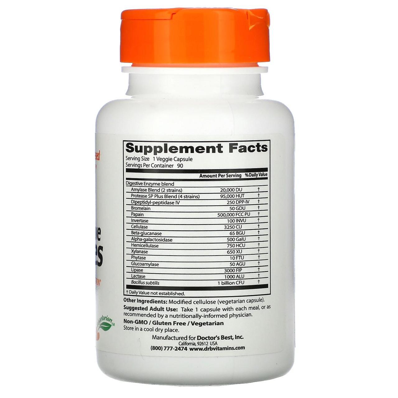 Пищеварительные ферменты Doctor's Best Digestive Enzymes энзимы для пищеварения 90 капс. - фото 2