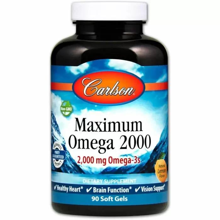 Омега 3 Carlson Labs Maximum Omega 2000 мг 90 Soft Gels Natural Lemon