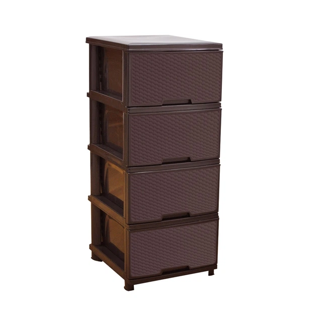 Комод для зберігання Преміум на 4 ящиках з ручками пластиковий 46,5х39,5х95,5 см Коричневий (147-46-10036) Комод для зберігання Преміум на 4 ящиках з ручками пластиковий 46,5х39,5х95,5 см Коричневий (147-46-10036)
