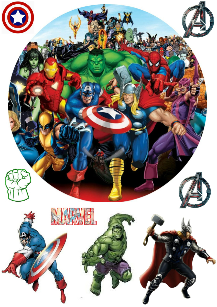 Картинка на торт вафельна Месники 14 (14605)