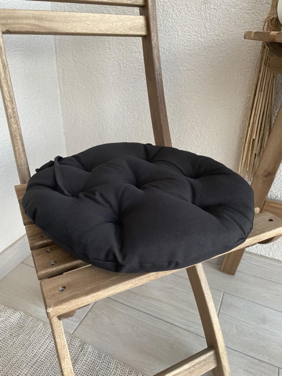 Подушка на стул с завязками круглая Color 40х40х5 см Черный - фото 5