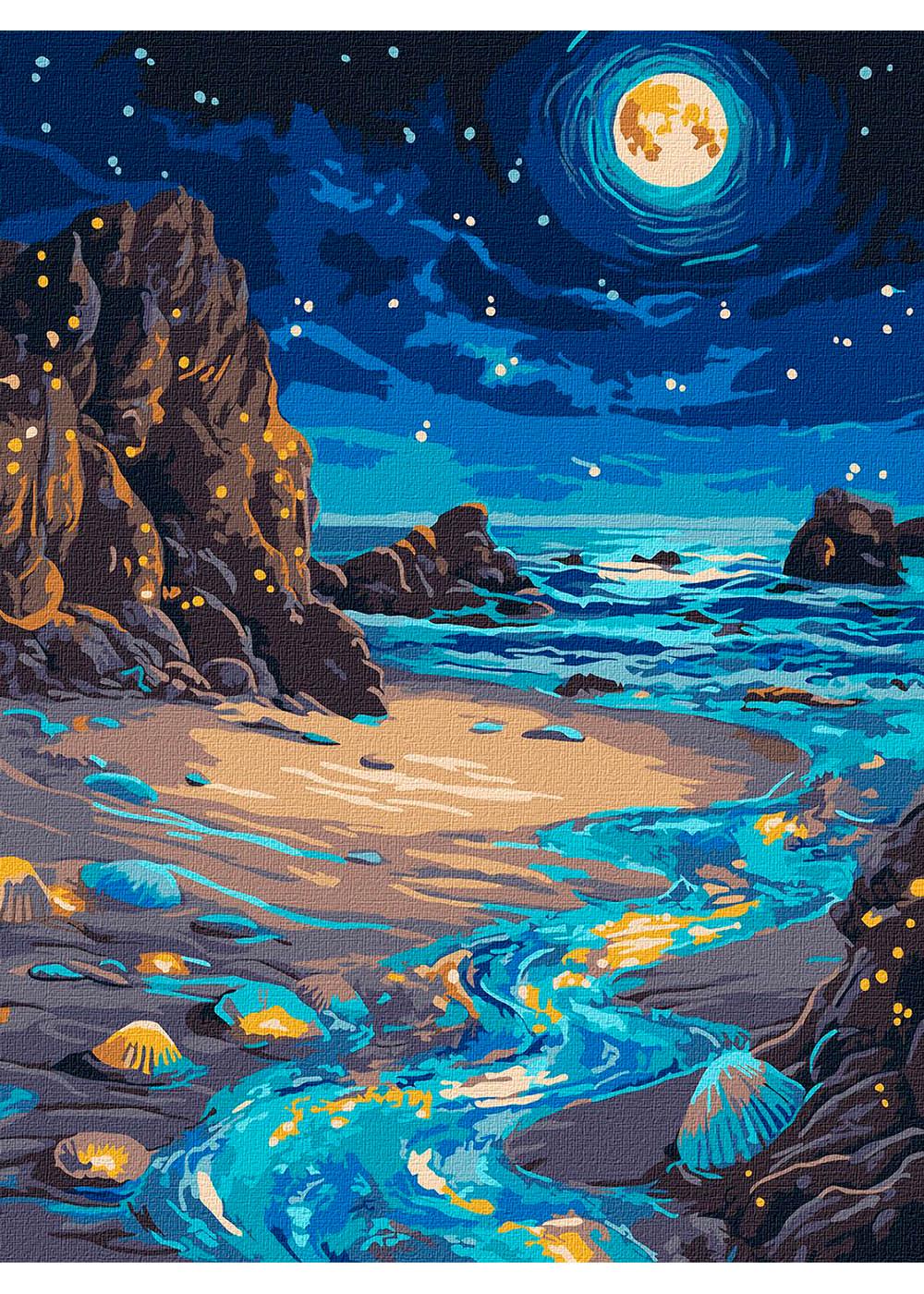 Картина по номерам Ideyka Светящийся берег с красками металлик extra 30х40 см (KHO6387)