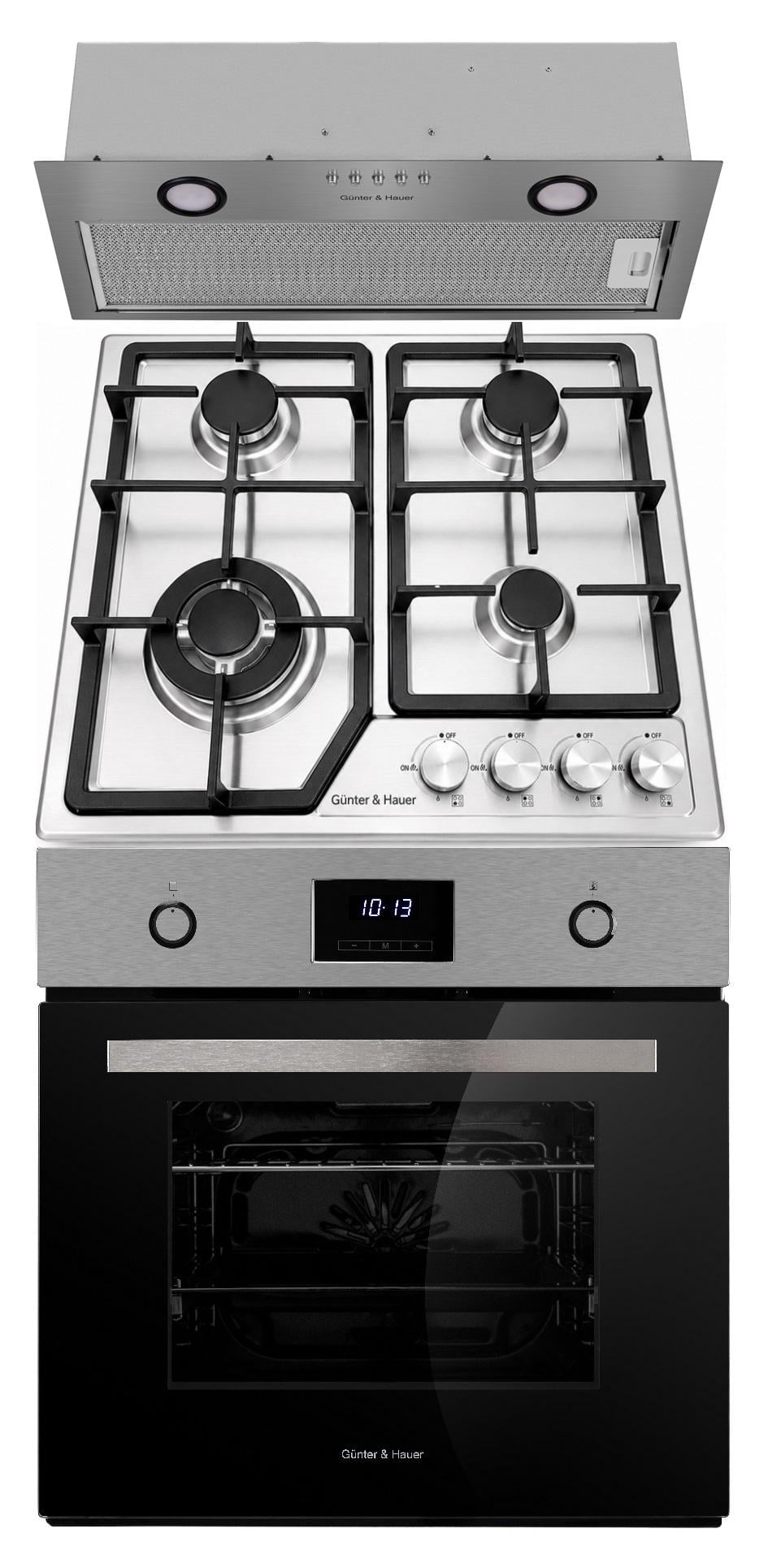 Шкаф духовой Gunter&Hauer EOM 857 BTEL с варочной газовой поверхностью Gunter&Hauer GH 609 IX и вытяжкой ATALA 60 IX
