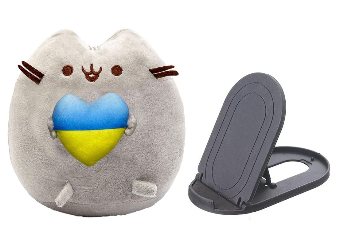 Игрушка мягкая Пушин кэт Pusheen cat и подставка для гаджетов 23х25 см Черный (n-10400)