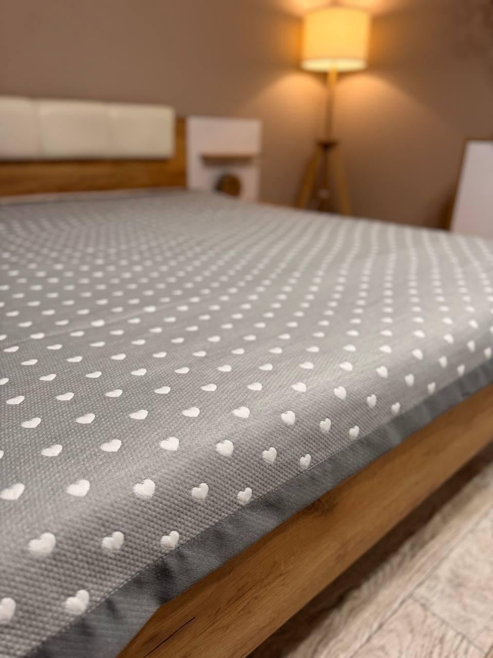 Покрывало на кровать хлопковое 200х230 см Серый (П4К-M-muslin07-02)