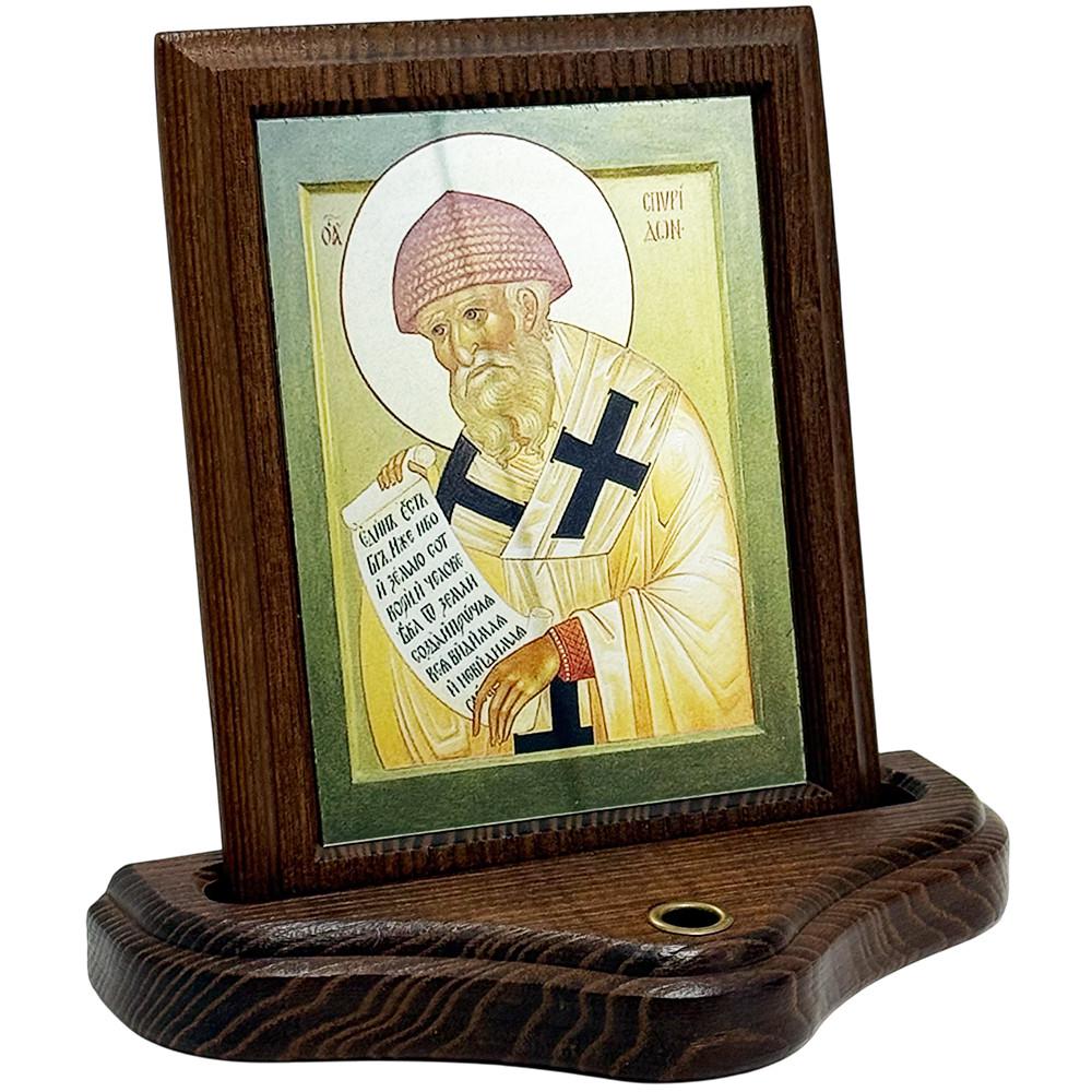 Икона Святой Спиридон Тримифунтский с письмом на подставке (ФР-00012594)