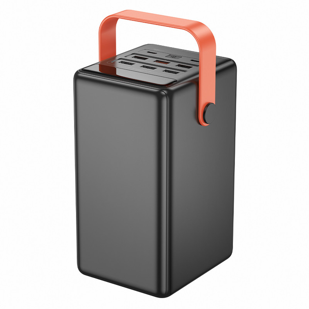 Павербанк зі швидкою зарядкою та ліхтарем Hoco 100000mAh J142/6USB/2Type-C/22,5W/PD20W Чорний - фото 3