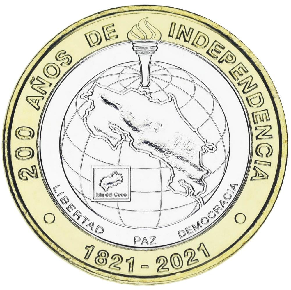 Коллекционная монета Коста-Рика 500 колонов 2021 Биметалл UNC 200 лет Независимости (М19065)