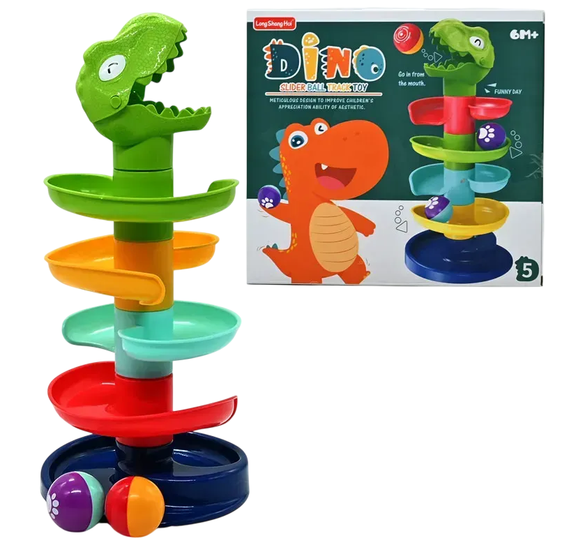 Башня веселый спуск 889-6 с шариками 6 элементов/2 шарика Динозаврик (1549866643)